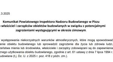 Komunikat, odśnieżanie dachów, bezpieczeństwo